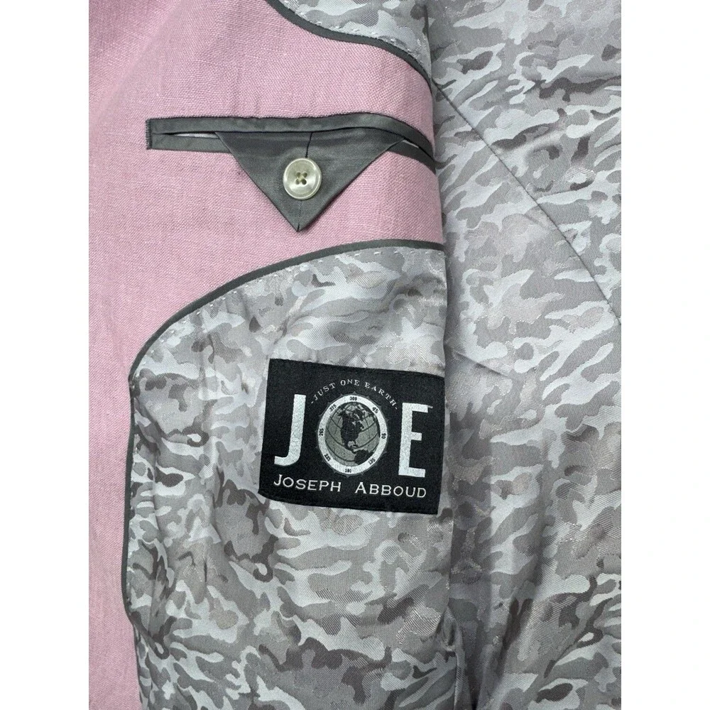 Joseph Abboud Men’s 2 Piece Pink 100% Linen Suit 48R 42x30 Summer Wedding Casual
